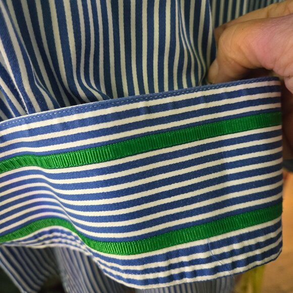 Robert Graham 100% Cotton Blue Striped Plaid Trim Button Down Shirt Size 4XL - Picture 6 of 9